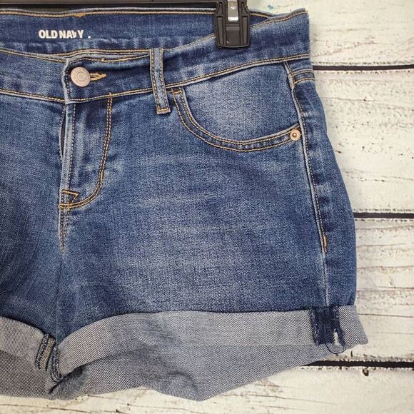 Old Navy Women’s Cuffed Denim Shorts Size 2 Regular Medium Wash Stretch Jean Cas - Picture 2 of 7